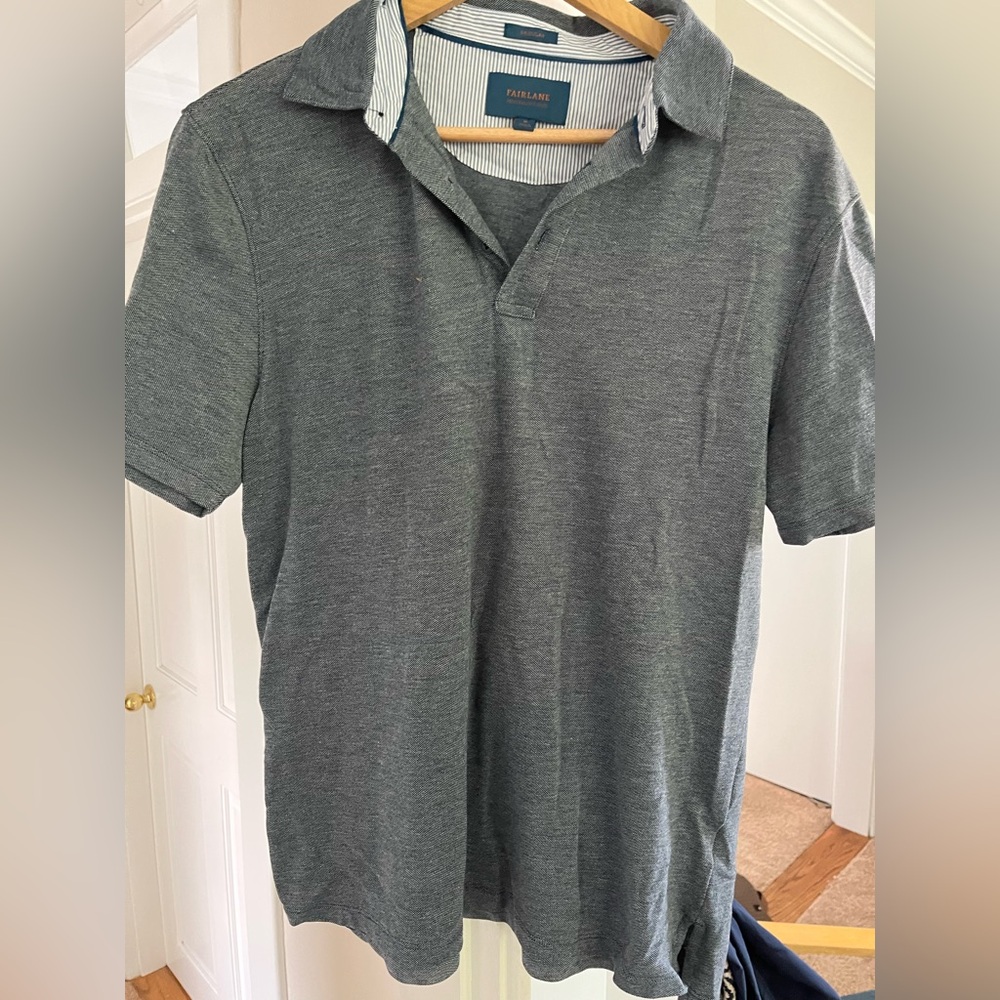Gray Polo Shirt Casual Style Cotton Blend